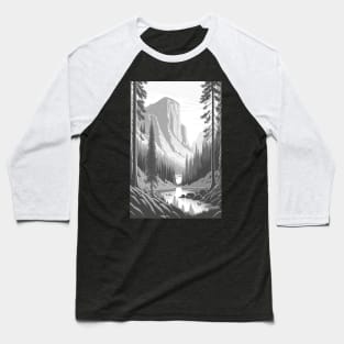 Serene Yosemite monochrome Baseball T-Shirt